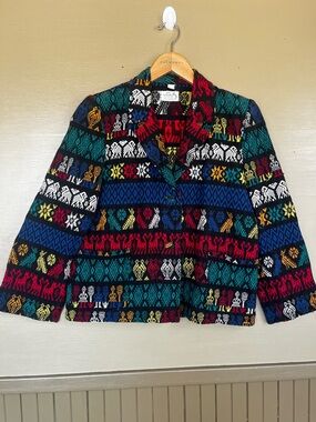 Aries Guatemala Hand Woven Cultural Fast Colors Blazer Jacket